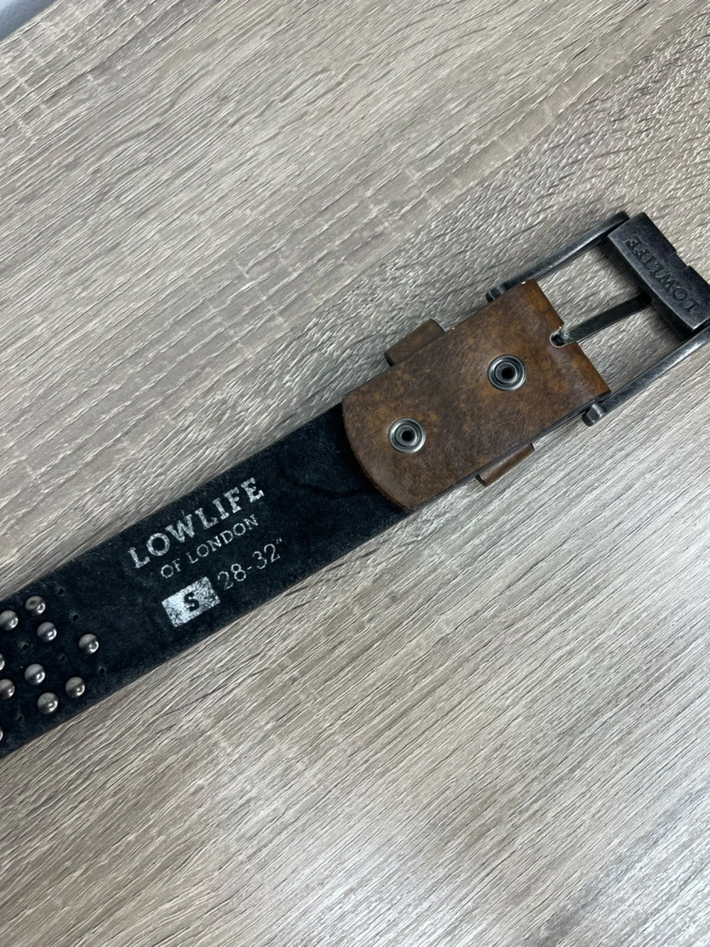 Lowlife of London Brown Studded Belt Size 28-32 Punk Goth Emo Y2K Unisex Grunge